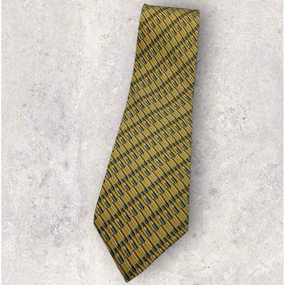 TRUSSARDI Silk Tie ITALY Yellow Tool W:3.7" EUC - Picture 1 of 6